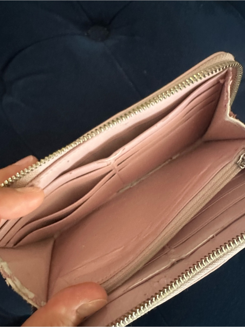 Coach Tan Signature Canvas Wallet with Pink Trim - Picture 7 of 10